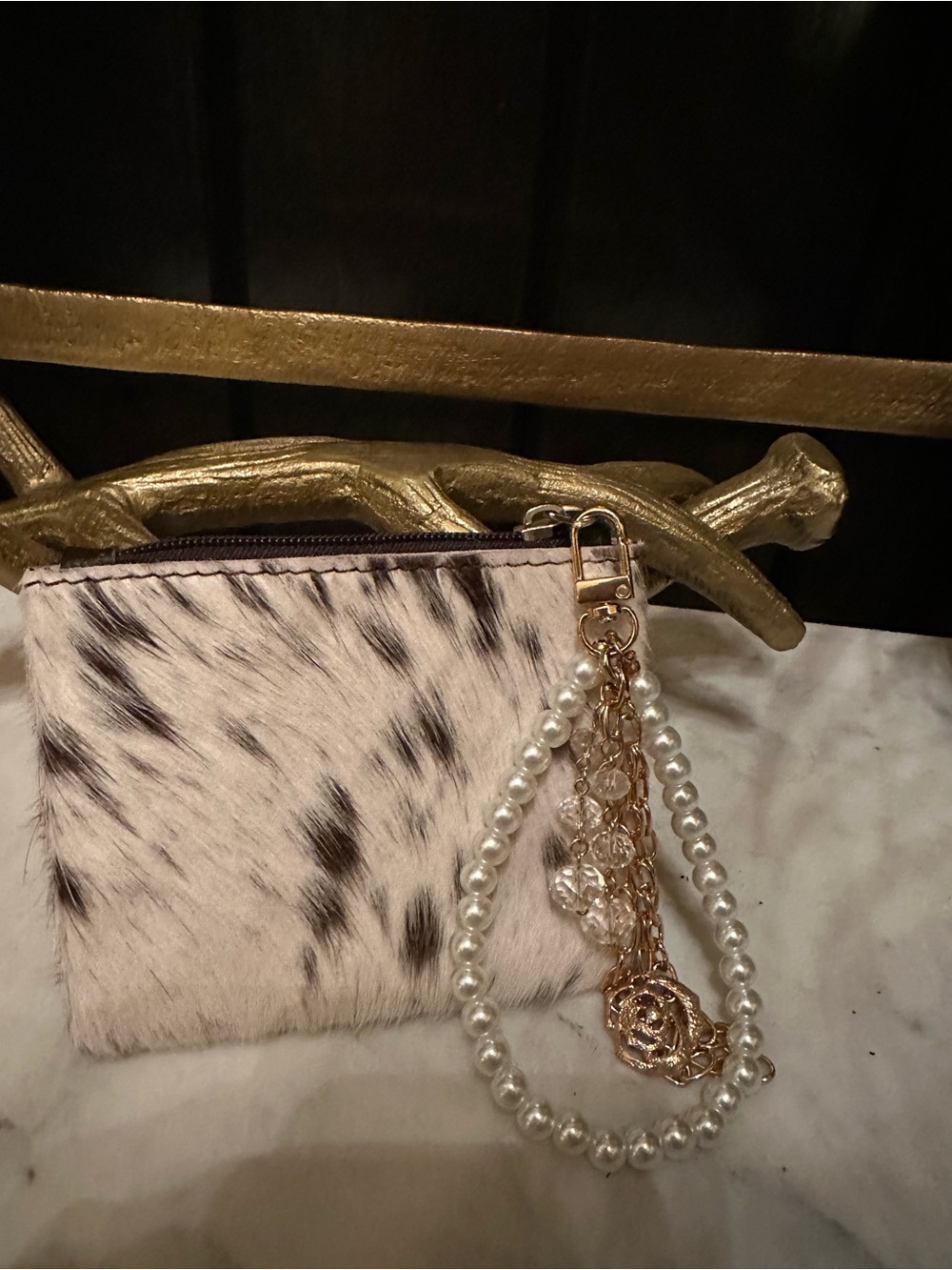 Western Genuine COWHIDE HAIR ON HIDE wristlet purse clutch  CC Camellia flower - Picture 3 of 6